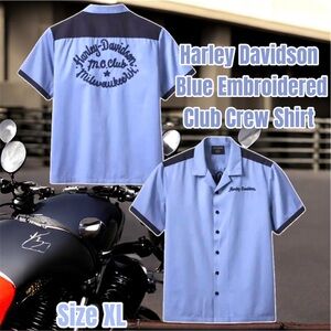 Harley Davidson Men's Club Crew Shirt, Size 
XL - (Colony Blue)